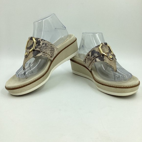 Cole Haan Women US 8.5B Original Grand Flatform Thong Sandals Python Ivy Leather - Picture 1 of 15